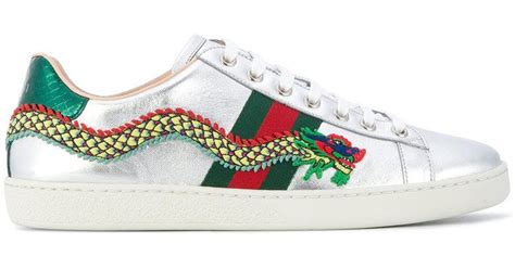 gucci ace dragon embroidery|Gucci ace silver dragon.